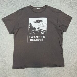 Vintage 2008 The X-Files I Want To Believe UFO T Shirt TV Promo Alien Mens Large